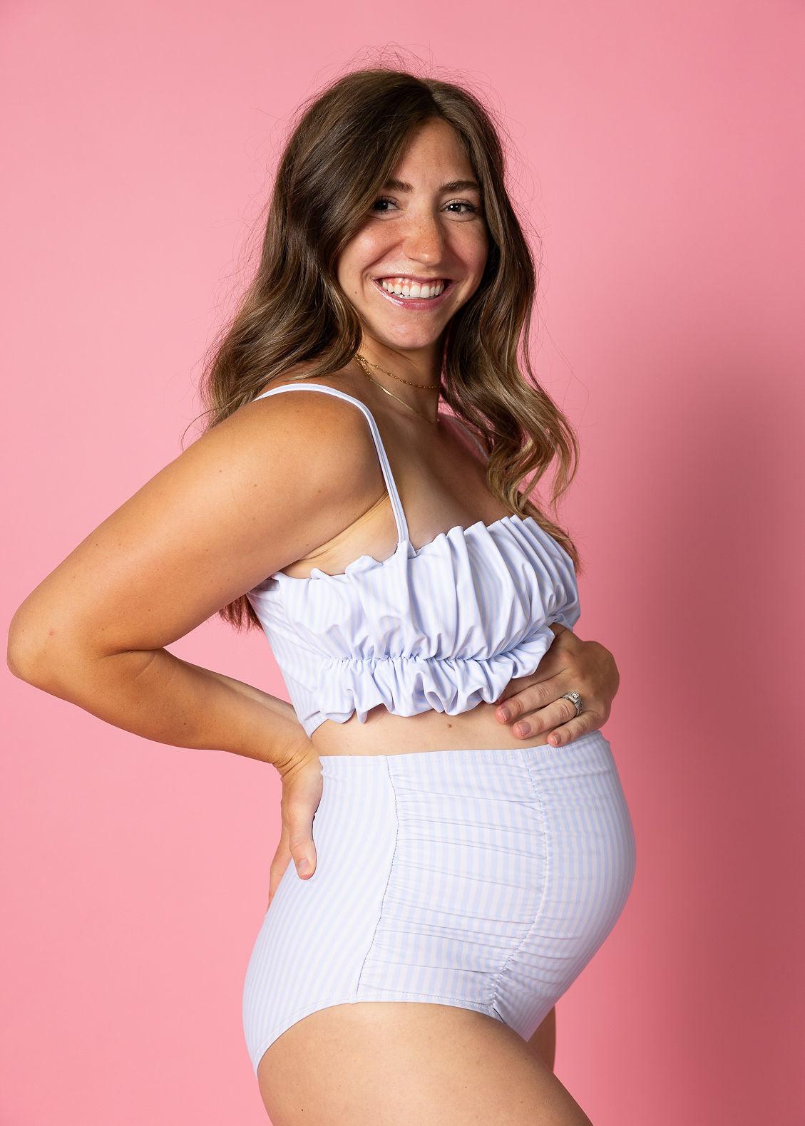 High Rise Maternity & Postpartum Bikini Bottom | Coastal Stripe