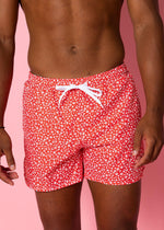 Mens Swimsuit - Shorts - Red Ditsy Floral