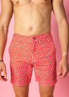 Mens Swimsuit - Shorts - Red Ditsy Floral