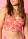 Crop Top Swimsuit - Red Ditsy Floral