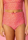 High-Waisted Swimsuit Bottom - Red Ditsy Floral