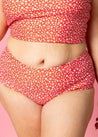 High-Waisted Swimsuit Bottom - Red Ditsy Floral