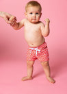 Baby Boy Swimsuit - Shorts - Red Ditsy Floral