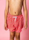 Teen Boy Swimsuit - Shorts - Red Ditsy Floral