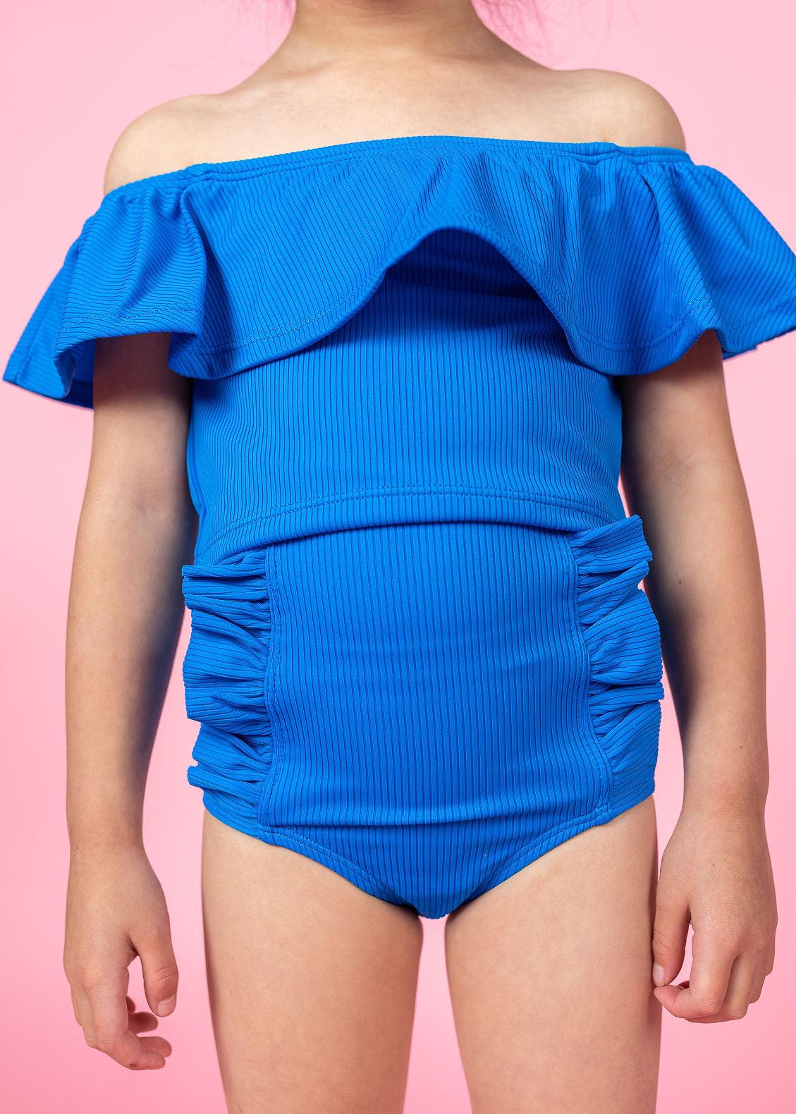 Mini Down in Front Ruffle Bottoms | Ribbed Electric Blue